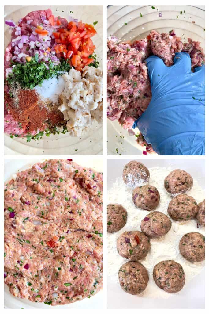 Visual instructions for making Greek Meatballs
