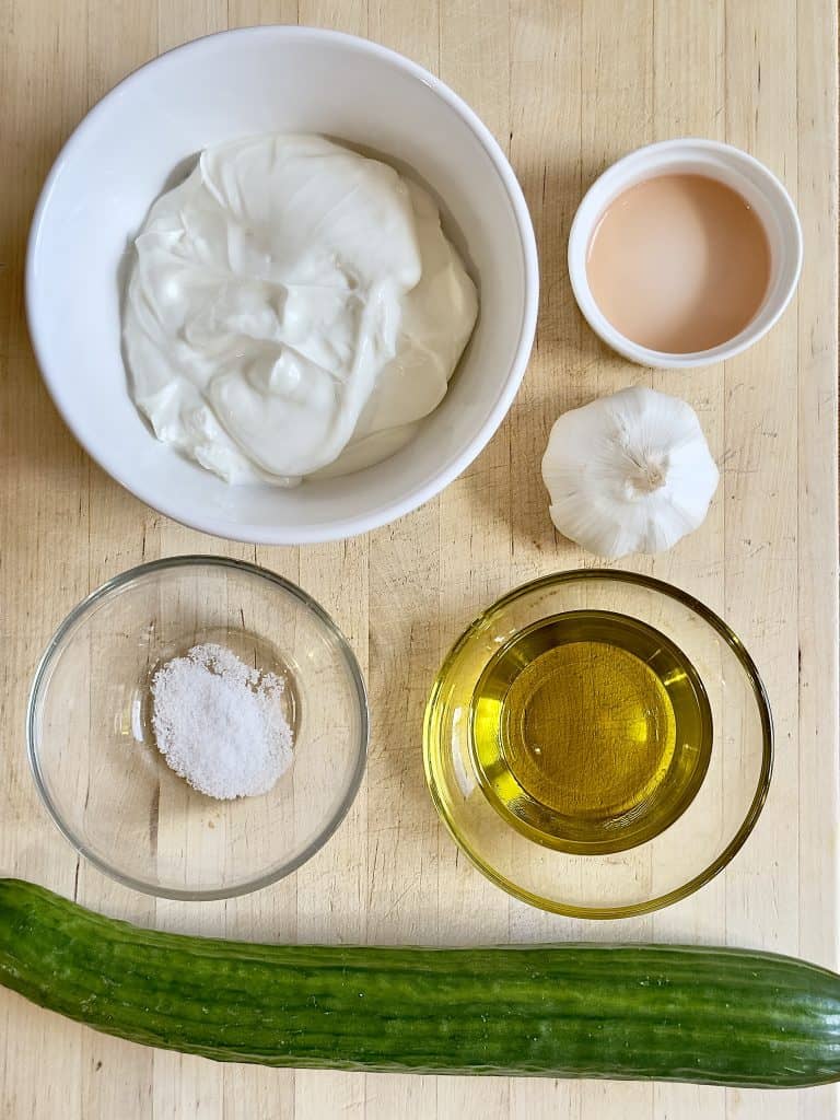 Ingredients for tzatziki