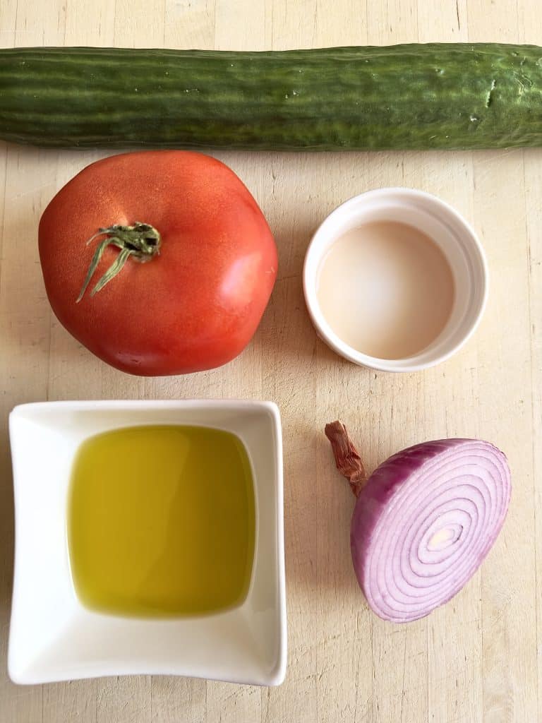 Agourodomata ingredients on a wooden cutting board