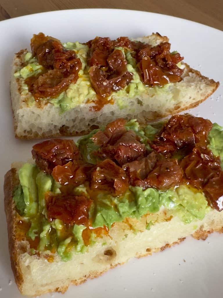 Open-faced avocado sandwich